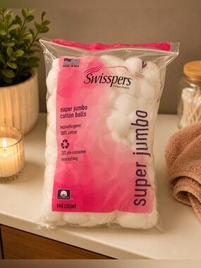 Super Jumbo Cotton Balls - White 140 count new